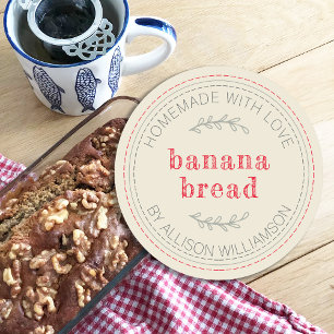 Rustikales, hausgemachtes Bananenbrot Runder Aufkleber