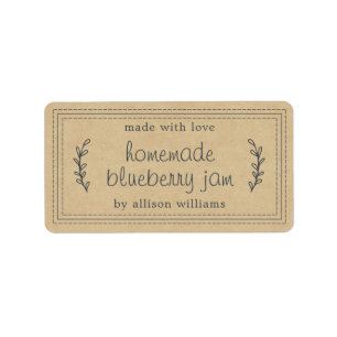 Rustikales, hausgemachtes Blueberry Jam Canning Kr Adressaufkleber