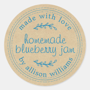 Rustikales, hausgemachtes Blueberry Jam Canning Kr Runder Aufkleber