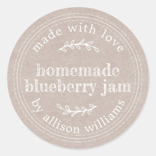 Rustikales, hausgemachtes Blueberry Jam Canning Kr Runder Aufkleber
