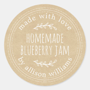 Rustikales, hausgemachtes Blueberry Jam Canning Kr Runder Aufkleber
