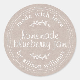 Rustikales, hausgemachtes Blueberry Jam Canning Kr Runder Aufkleber