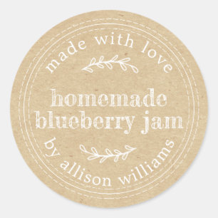 Rustikales, hausgemachtes Blueberry Jam Canning Kr Runder Aufkleber