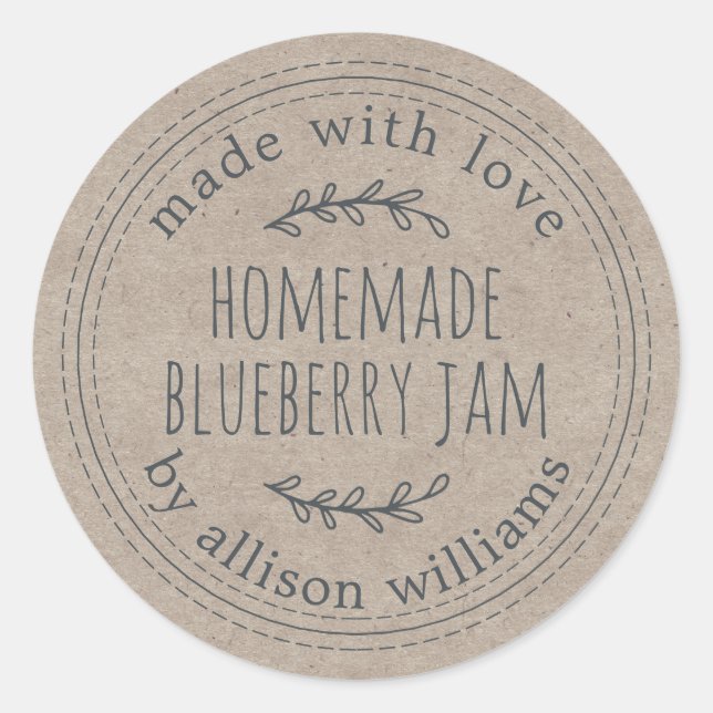 Rustikales, hausgemachtes Blueberry Jam Canning Kr Runder Aufkleber (Vorderseite)