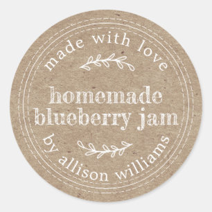 Rustikales, hausgemachtes Blueberry Jam Canning Kr Runder Aufkleber
