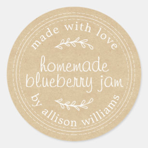 Rustikales, hausgemachtes Blueberry Jam Canning Kr Runder Aufkleber