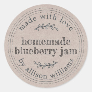 Rustikales, hausgemachtes Blueberry Jam Canning Kr Runder Aufkleber