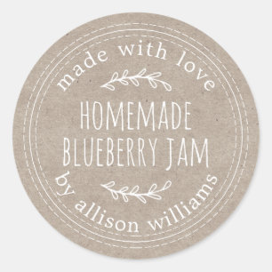 Rustikales, hausgemachtes Blueberry Jam Canning Kr Runder Aufkleber