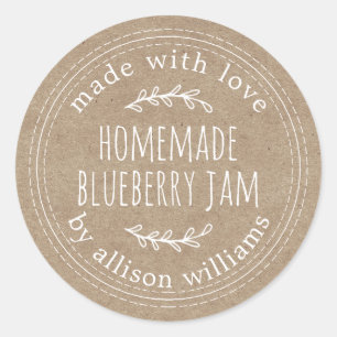 Rustikales, hausgemachtes Blueberry Jam Canning Kr Runder Aufkleber