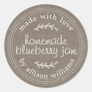 Rustikales, hausgemachtes Blueberry Jam Canning Kr Runder Aufkleber