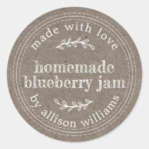 Rustikales, hausgemachtes Blueberry Jam Canning Kr Runder Aufkleber