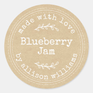 Rustikales hausgemachtes Blueberry Jam Kraft Papie Runder Aufkleber