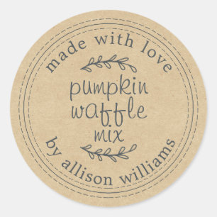 Rustikales, hausgemachtes Kürbiswaffelpapier Runder Aufkleber