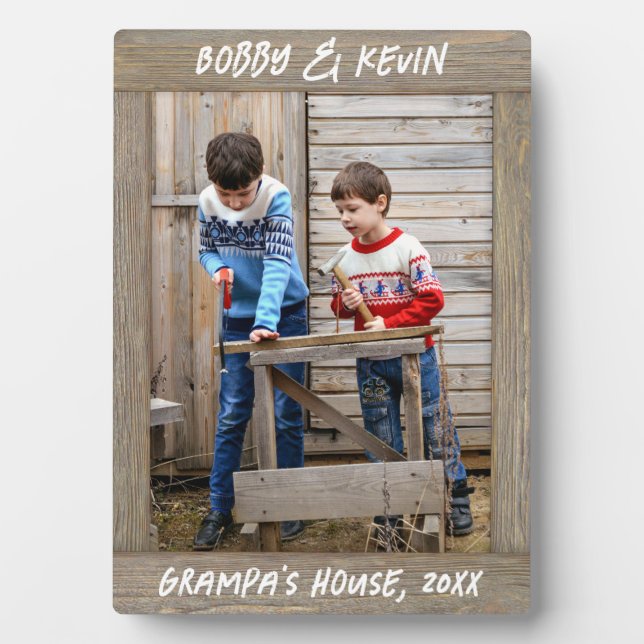 Rustikales hellbraunes Foto Fotoplatte (Vorderseite)