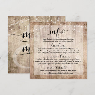 Rustikales hellbraunes Holz mit Licht, Hochzeitsin Einladung