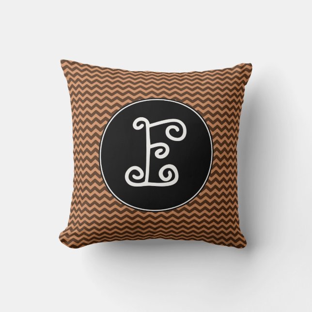 Rustikales hellbraunes u. dunkles gewelltes Profil Kissen (Vorderseite)