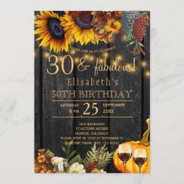 Rustikales Herbst 30 und fabelhaftes Party 30. Geb Einladung