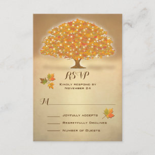 Rustikales Herbst-Baum UAWG mit Twinklelichtern RSVP Karte