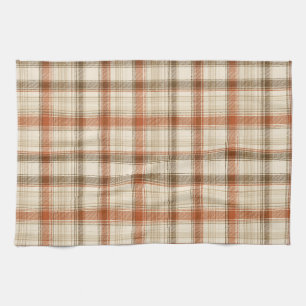 Rustikales Herbst-Classic-Karo Rust Creme Braun Geschirrtuch
