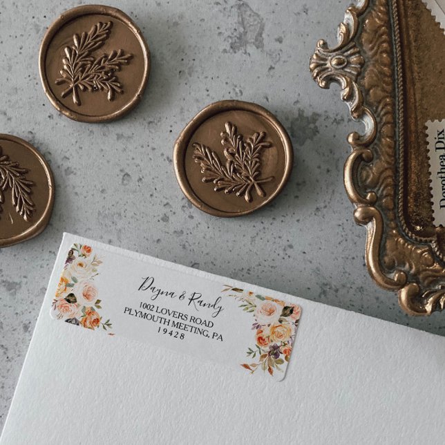 Rustikales Herbst Elegantes Floral Rücksendesiegel (Von Creator hochgeladen)