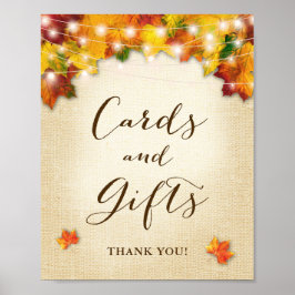 Rustikales Herbst-Leaves Burlap Cards & Gifts Zeic Poster