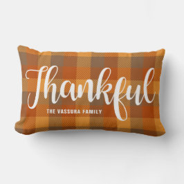 Rustikales Herbst Tartan Kariertes Musterskript Da Lendenkissen