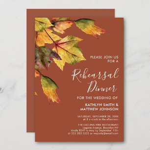 Rustikales Herbstblatt Hochzeit Probe Dinner Einladung