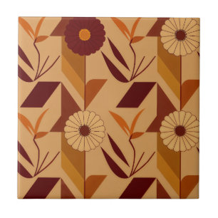 Rustikales Herbstblumen-Geometrisches Muster (4) Fliese