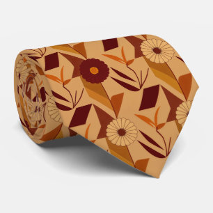 Rustikales Herbstblumen-Geometrisches Muster (4) Krawatte