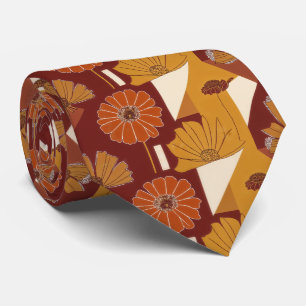 Rustikales Herbstblumen-Geometrisches Muster Krawatte