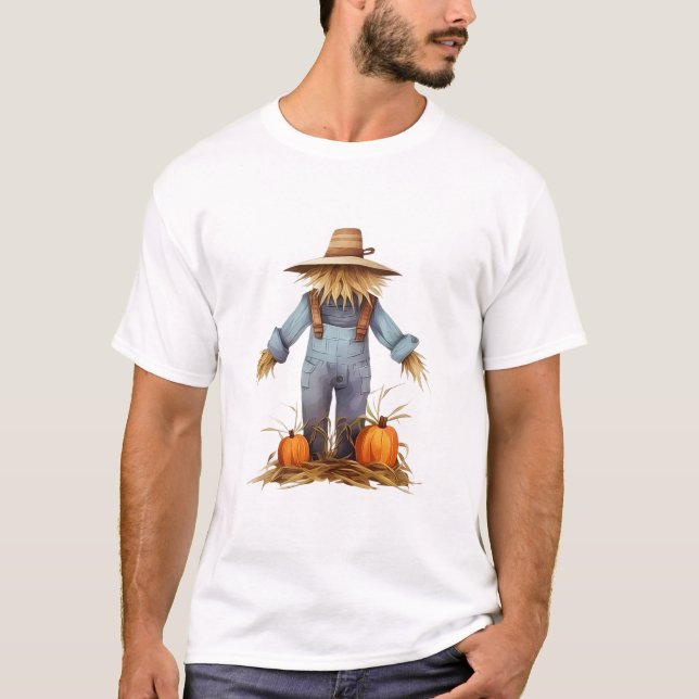 Rustikales Herbsternte-Vogelscheuchen- & Kürbis-Gr T-Shirt (Vorderseite)