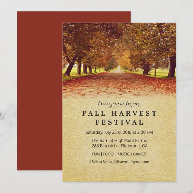 Rustikales Herbstfestival Einladung (Vorne/Hinten)