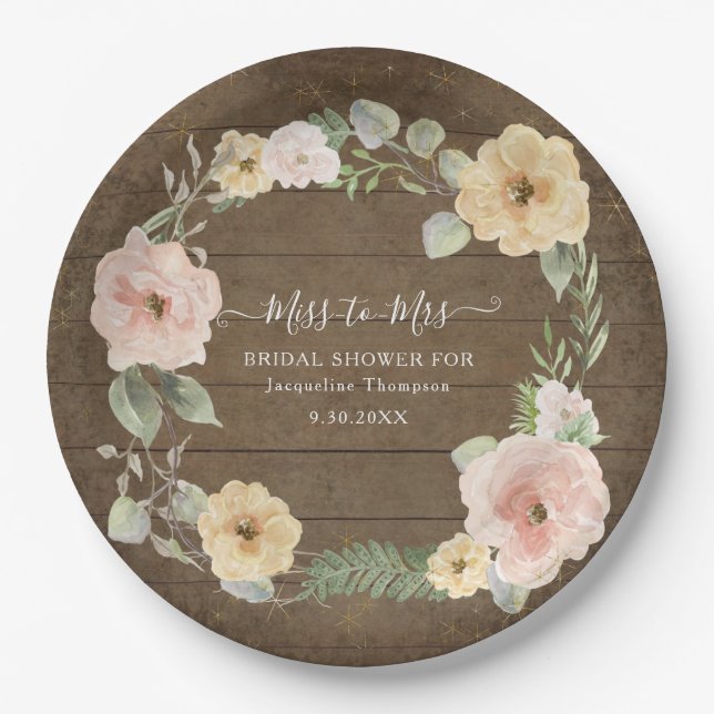 Rustikales Herbstfeuer Brautparty Pappteller (Vorderseite)