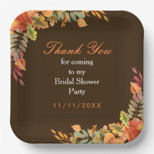 Rustikales Herbstlaub Brautparty Pappteller