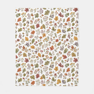 Rustikales Herbstlaub-Pilz-Waldmuster Fleecedecke