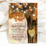 Rustikales Herbstleuchten Brautparty Einladung<br><div class="desc">Herbstwoodland Brause Einladungen mit einem rustikalen Fallbaum mit roten, orangefarbenen und gelben Blätter, ein geschnitztes Herz mit Ihren Initialen, String Tinkle Lichter und ein modernes Brautparty Text Template. Für weitere Anpassungen klicken Sie bitte auf die Schaltfläche "Anpassen", um diese Vorlage zu ändern. Alle Textstile, Farben und Größen können nach Ihren...</div>