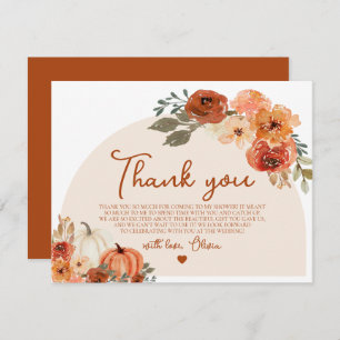 Rustikales Herbstpumpen Brautparty Dankeskarte
