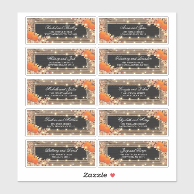 Rustikales Herbststername und Adressenaufdruckssie Aufkleber (Blatt)