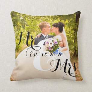 Rustikales Herrund Frauphoto Wedding Kissen