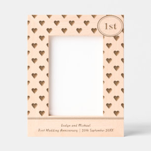 Rustikales Herz 1. Hochzeitstag Personalisiert Geätzte Rahmen