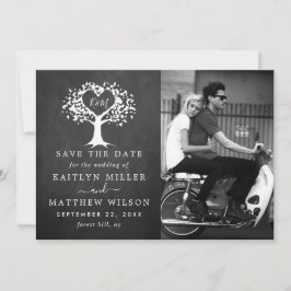 Rustikales Herz-Bäume Hochzeit Foto Save the Date
