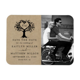 Rustikales Herz-Bäume Hochzeit Foto Save the Date Magnet