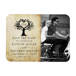 Rustikales Herz-Bäume Hochzeit Foto Save the Date Magnet