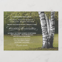 Rustikales Herz Birch Tree Hochzeitseinladungen