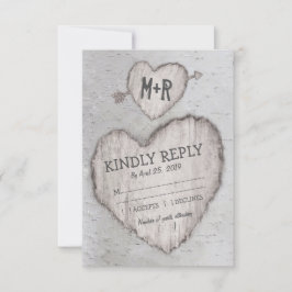 Rustikales Herz Birch Tree Wedding RSVP