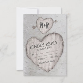 Rustikales Herz Birch Tree Wedding RSVP Karte