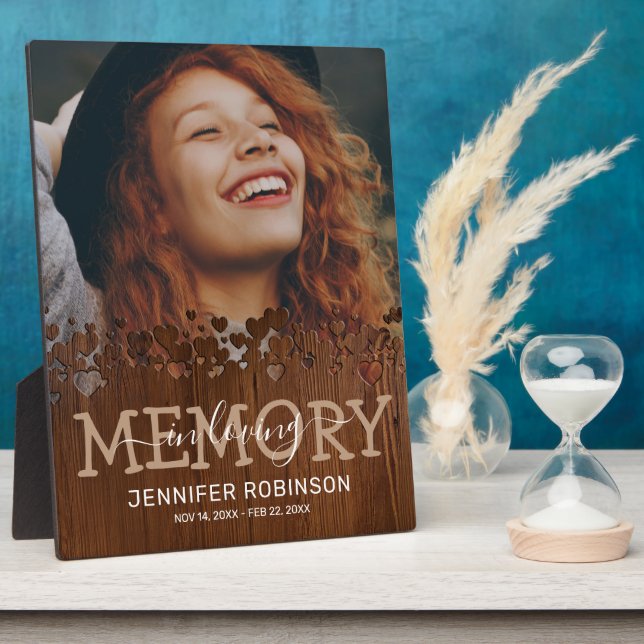 Rustikales Herz-Gedächtnis-Foto Fotoplatte (Seite)