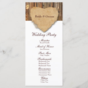 Rustikales Herz-Holz-Hochzeitsprogramm Programm