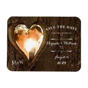 Rustikales Herz mit Ihrem Foto Save the Date Hochz Magnet