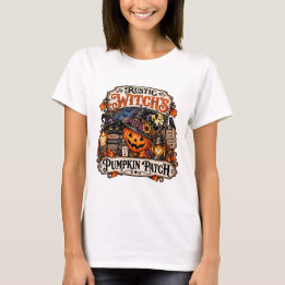 Rustikales Hexen-Kürbisfeld-Halloween-T-Shirt T-Shirt